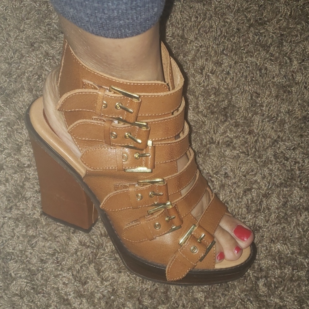 Aldo Leather Platform Strap Gladiator Bootie - image 1